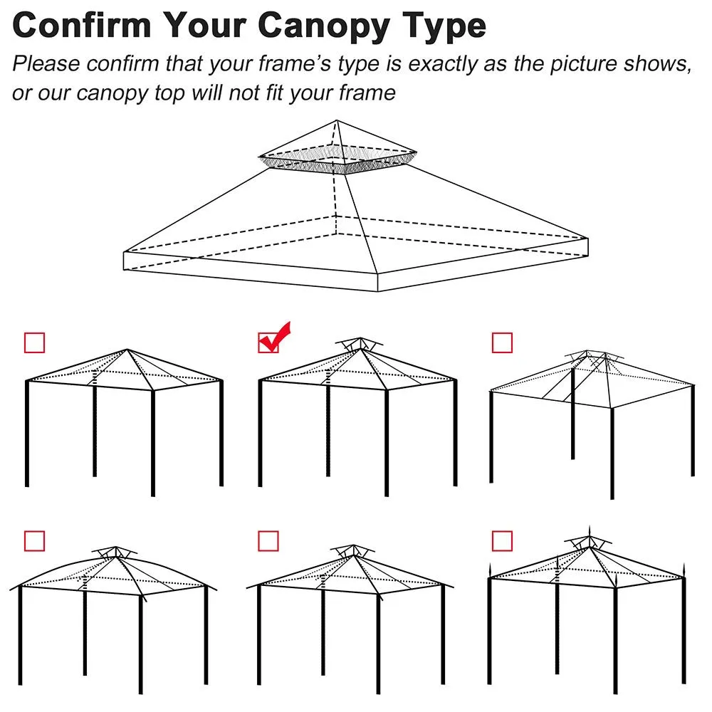 TheLAShop 8x8 ft Gazebo Canopy Top Replacement Gray