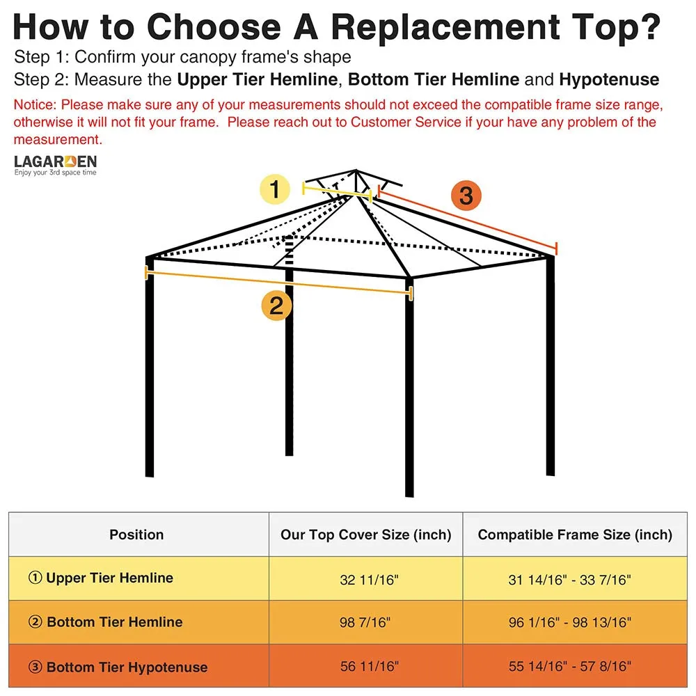 TheLAShop 8x8 ft Gazebo Canopy Top Replacement Gray