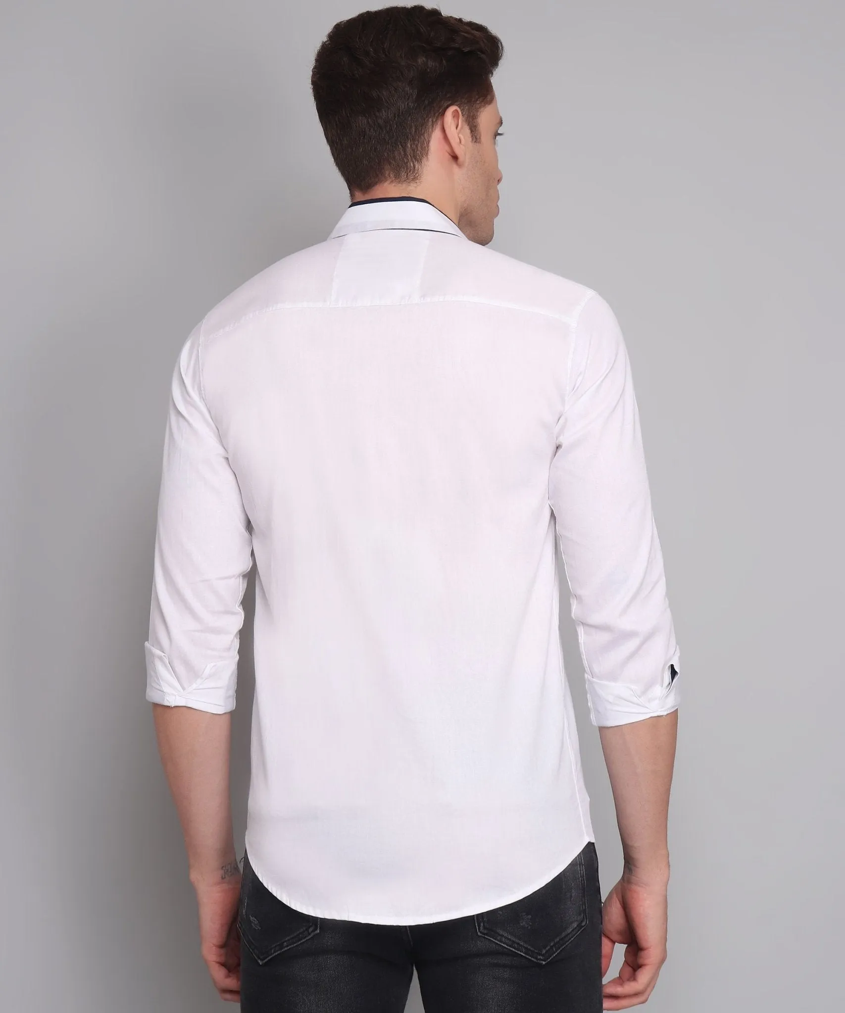 TryBuy Premium Fashionable Cotton White Button-Up Shirt For Men