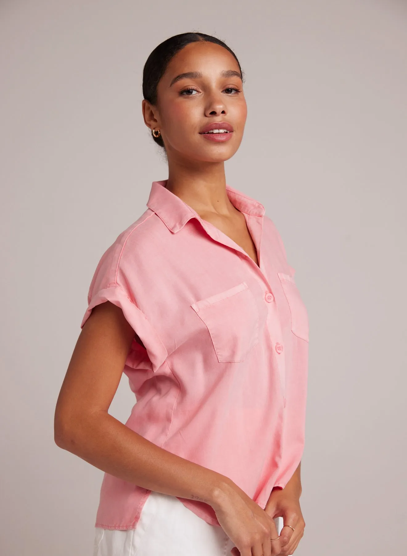 Two Pocket Short Sleeve Shirt - Blossom Pink