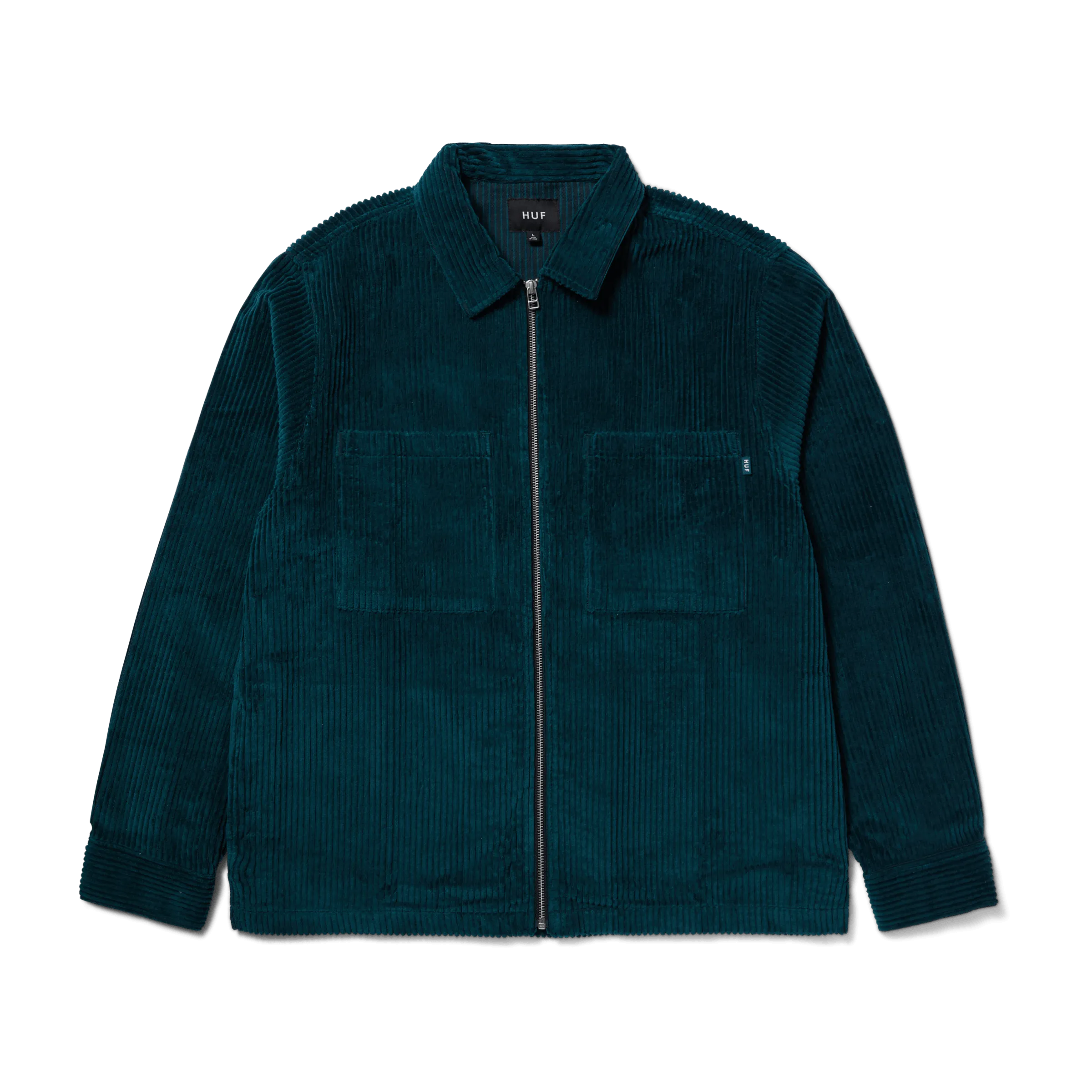 Two Tone Corduroy Zip Shacket