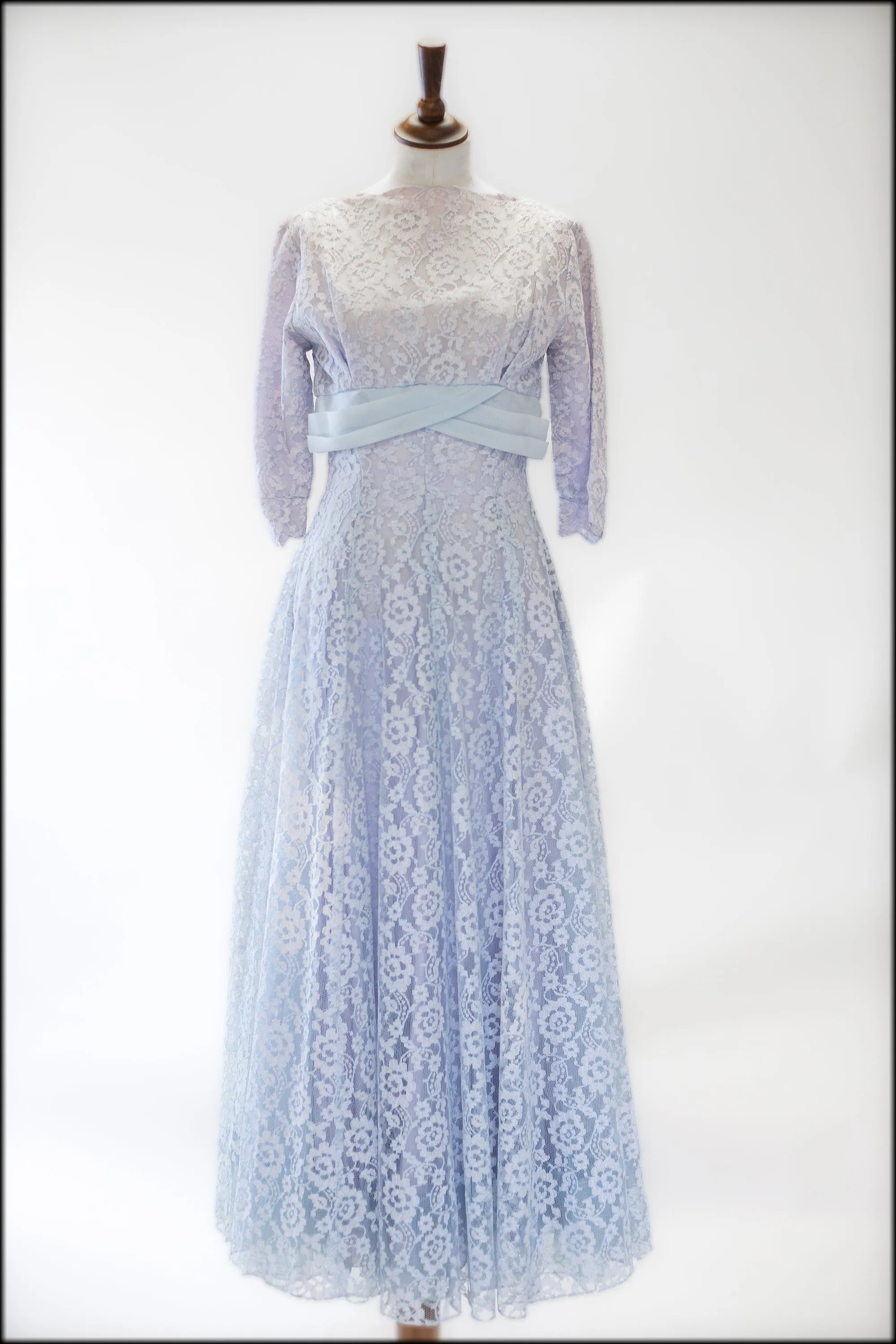 Vintage 1950s Blue Lace Gown