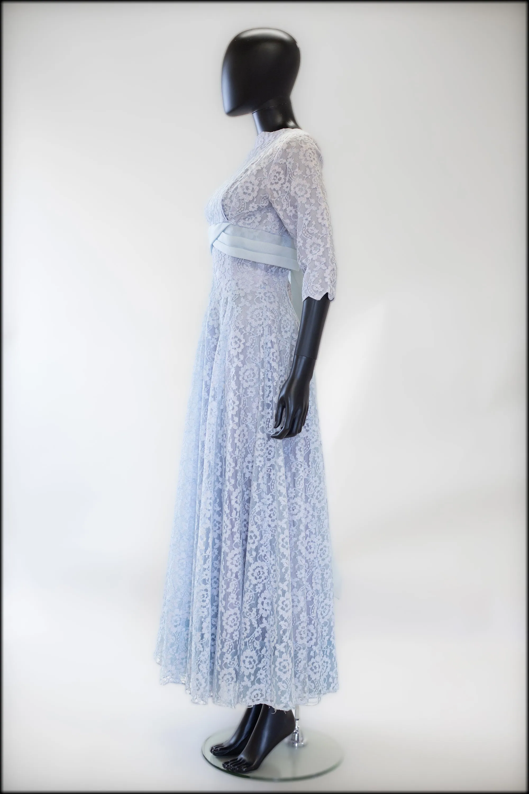 Vintage 1950s Blue Lace Gown