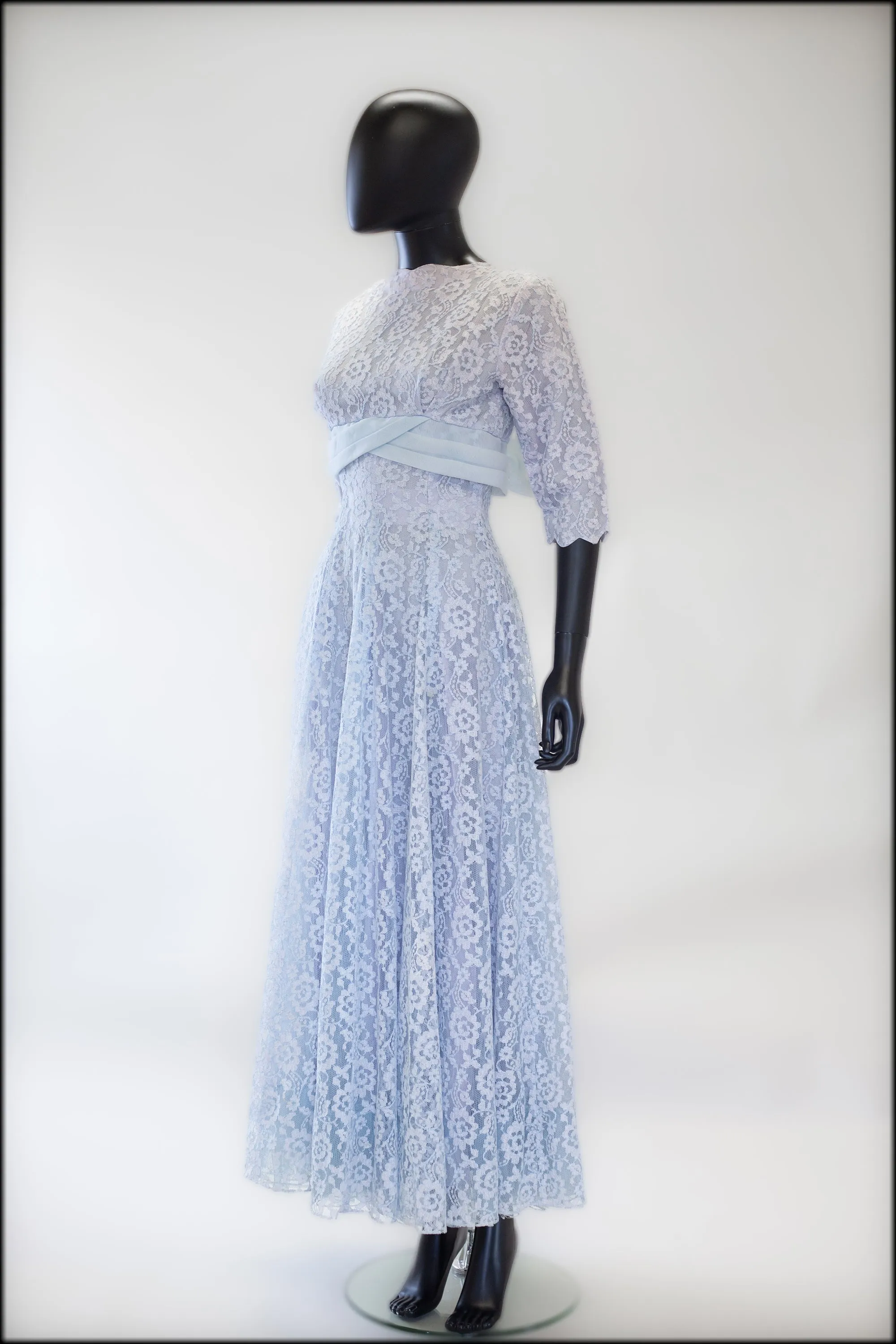 Vintage 1950s Blue Lace Gown