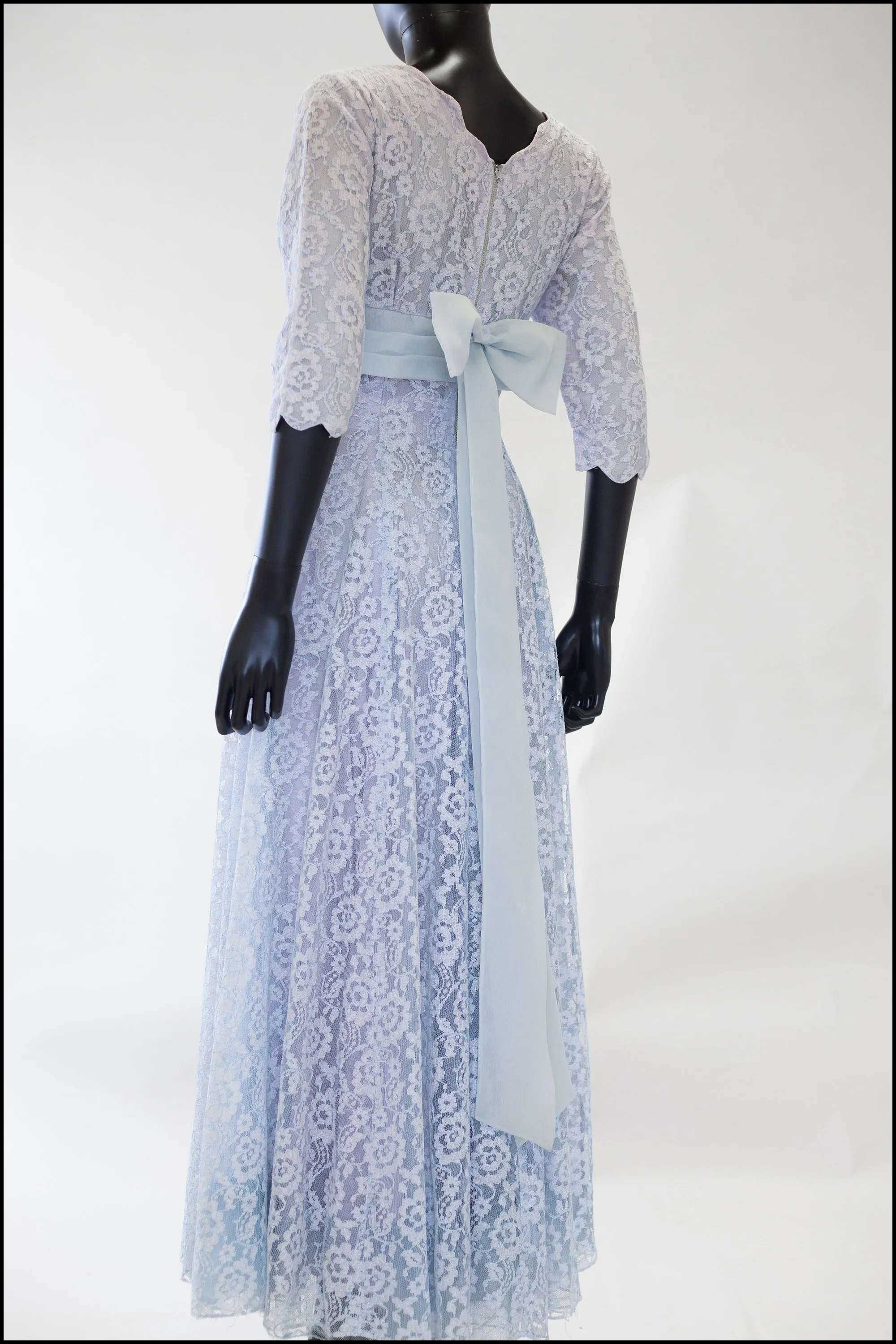 Vintage 1950s Blue Lace Gown