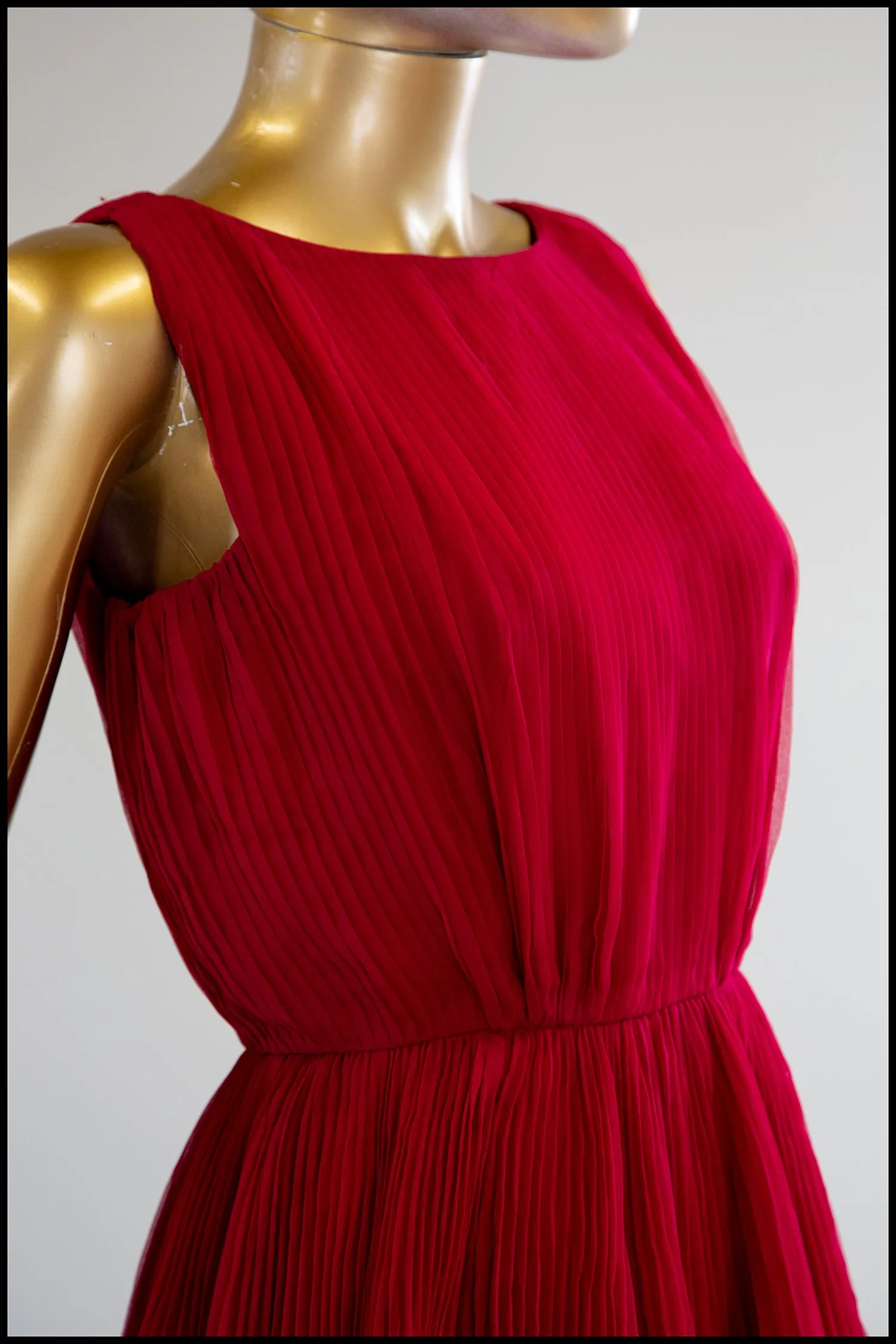 Vintage 1960s Cherry Red Chiffon Cocktail Dress