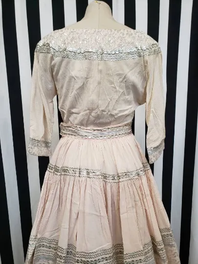 Vintage 1960's Pink and Silver Patio Dress Set