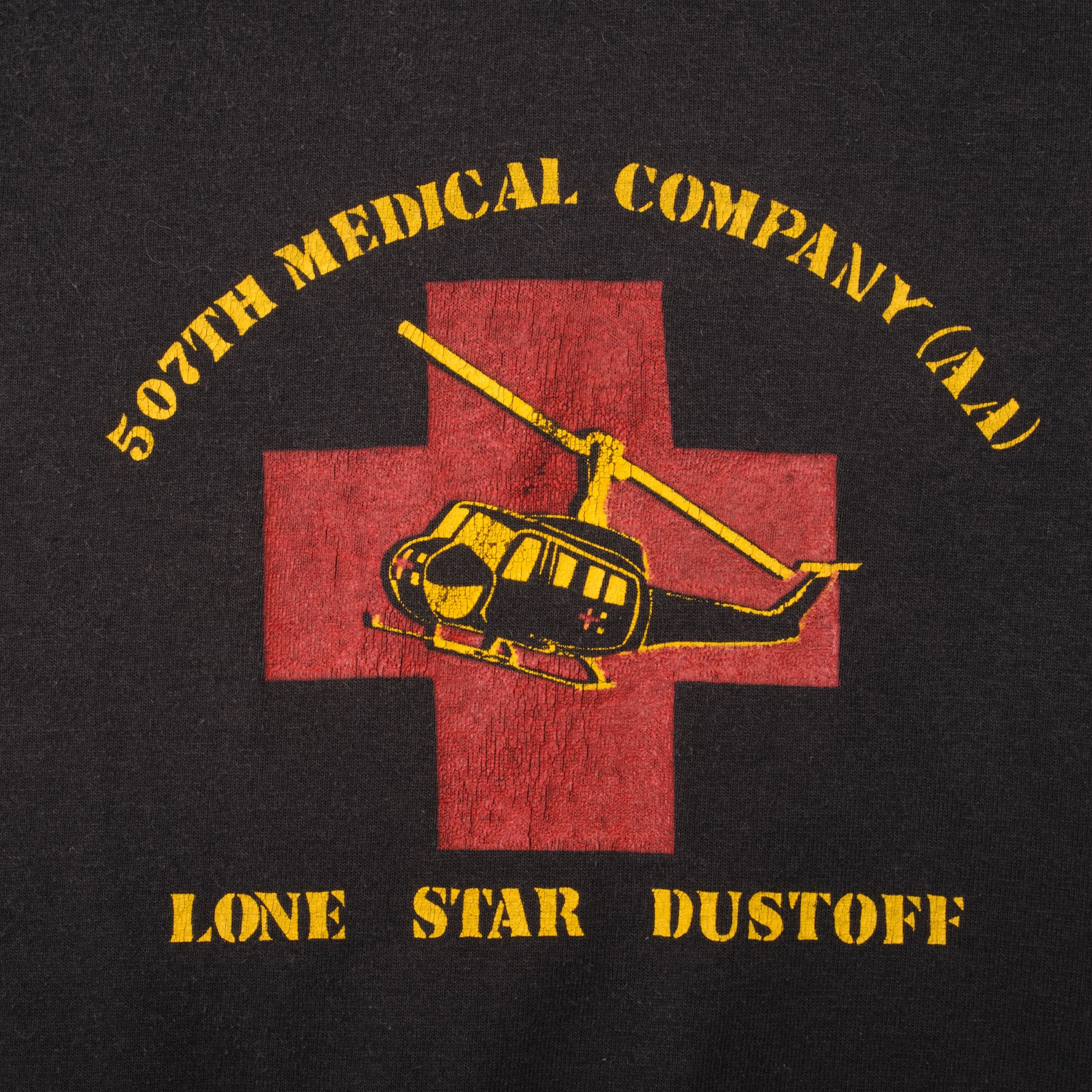 VINTAGE 507TH MEDICAL COMPANY LONE STAR DUSTOFF TEE SHIRT 1990S LARGE MADE USA