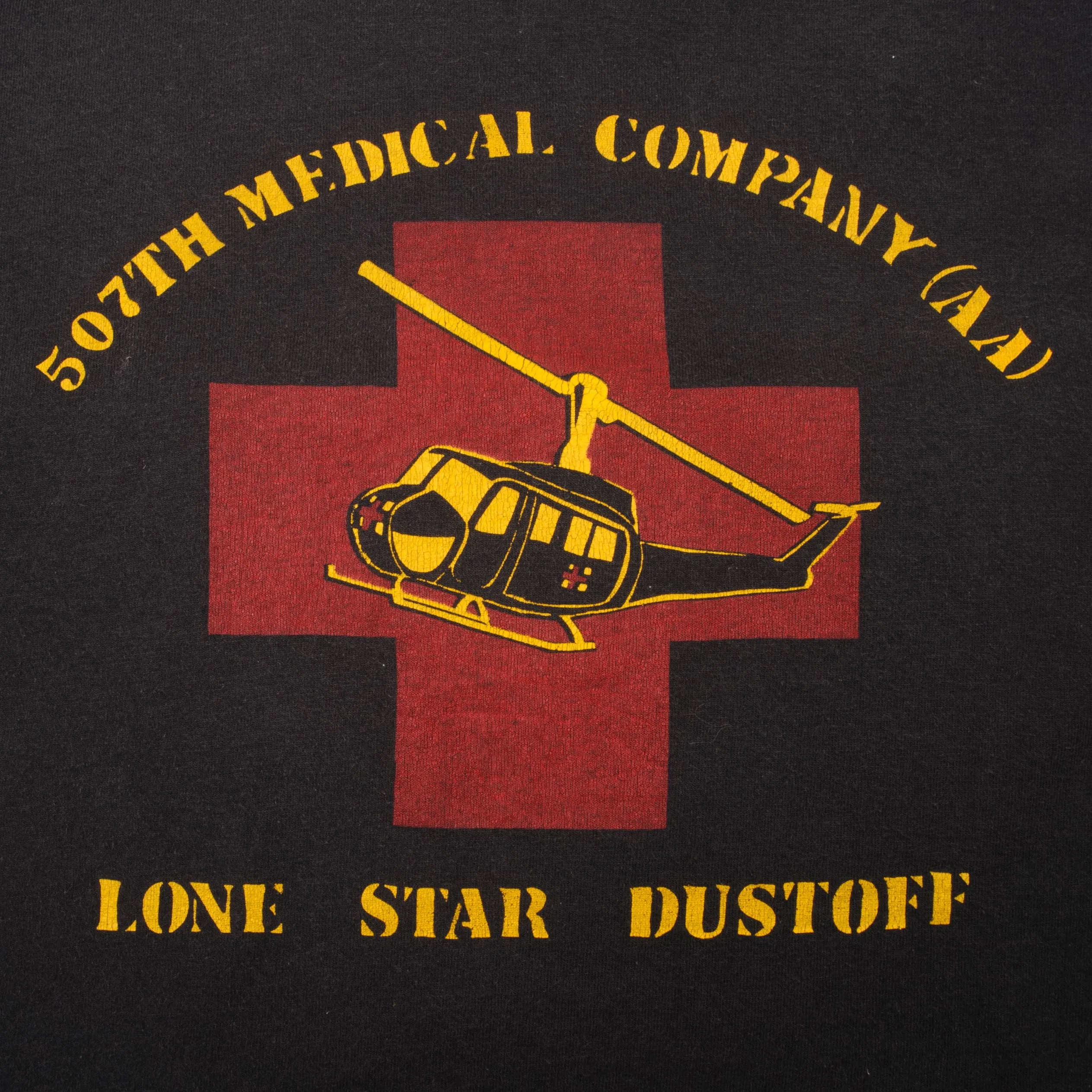 VINTAGE 507TH MEDICAL COMPANY LONE STAR DUSTOFF TEE SHIRT 1990S LARGE MADE USA