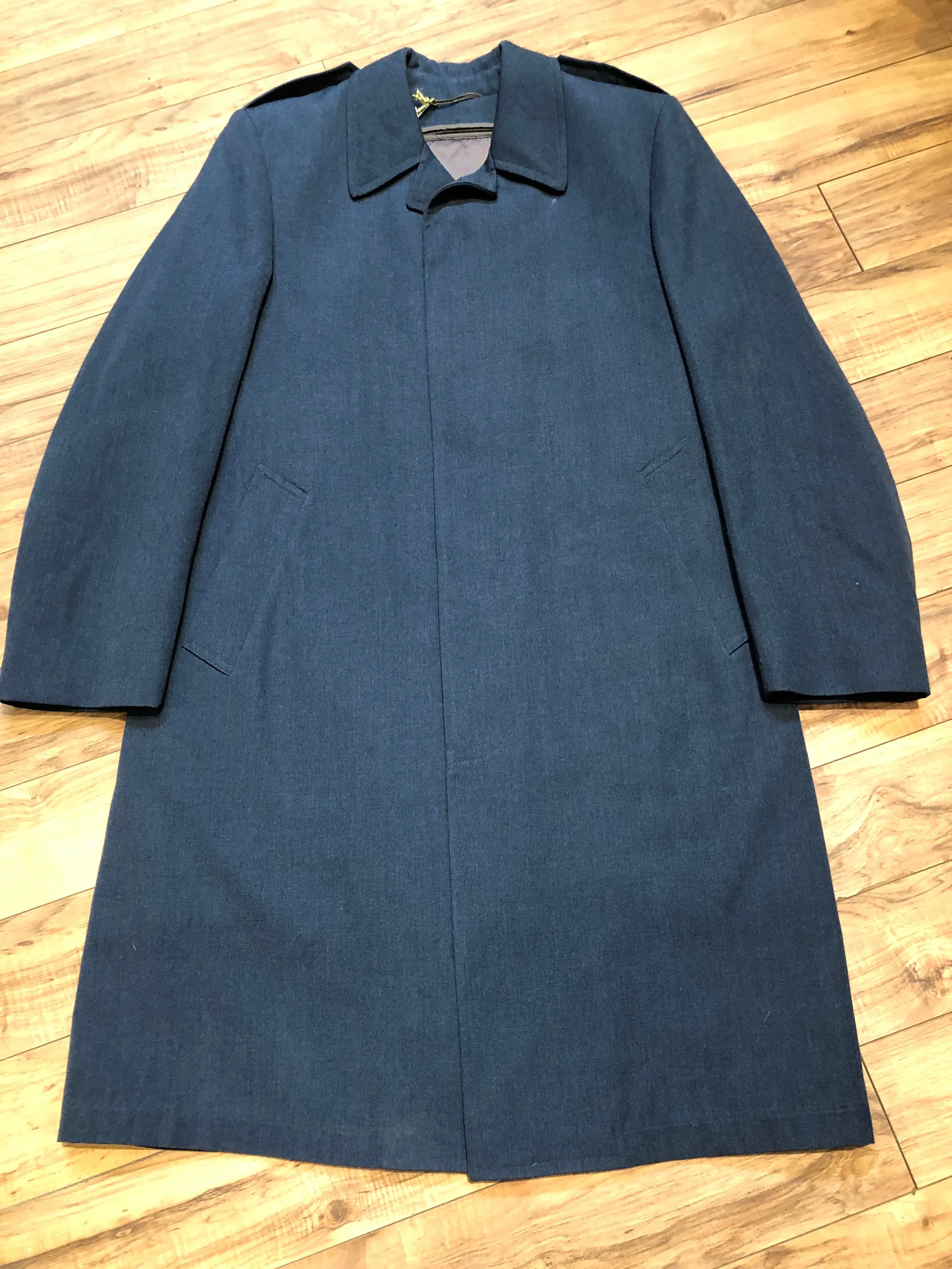 Vintage 90s Canadian Military Issue Blue Wool All Weather Coat