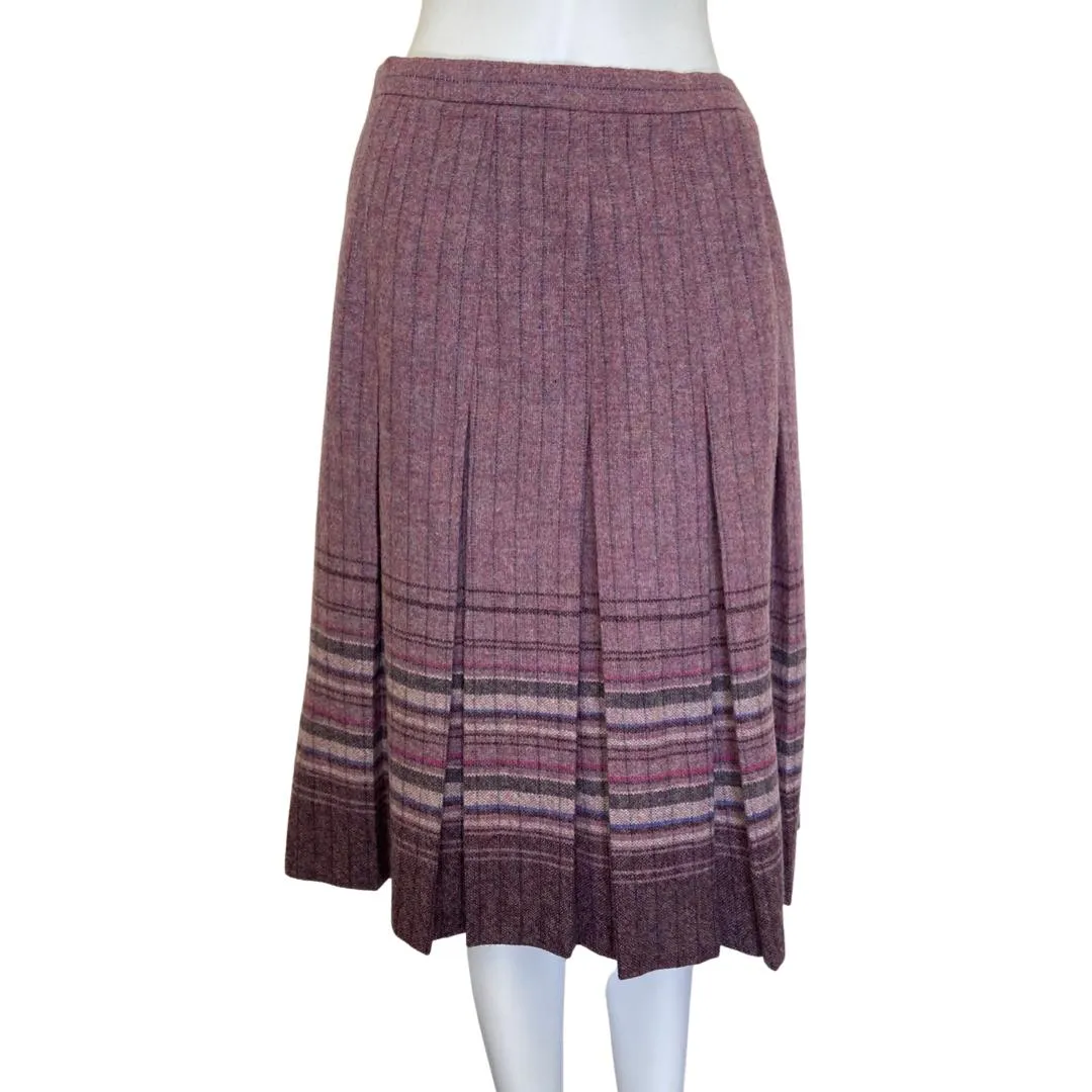 Vintage Edinburgh Woollen Mill Pleat Wool Skirt Lilac UK14 | US10