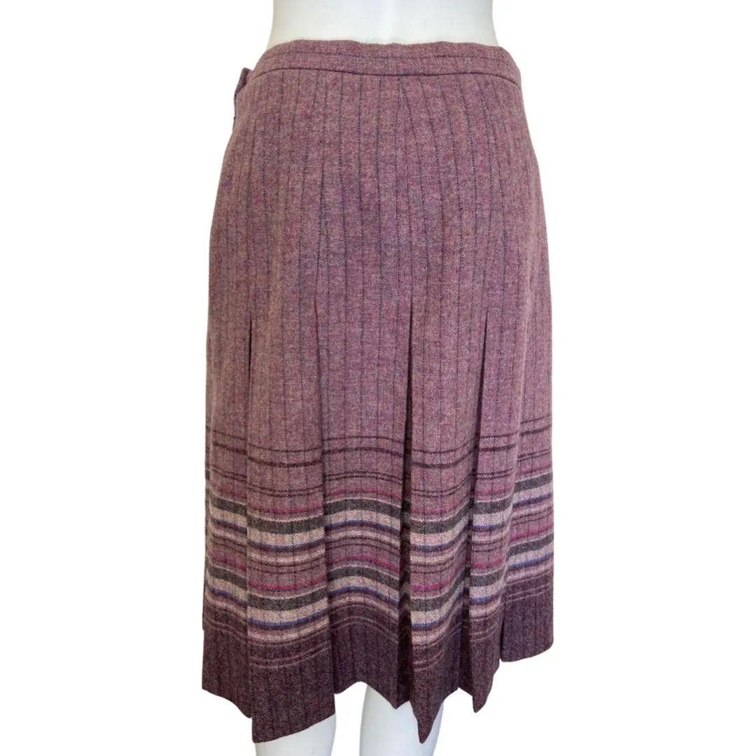 Vintage Edinburgh Woollen Mill Pleat Wool Skirt Lilac UK14 | US10