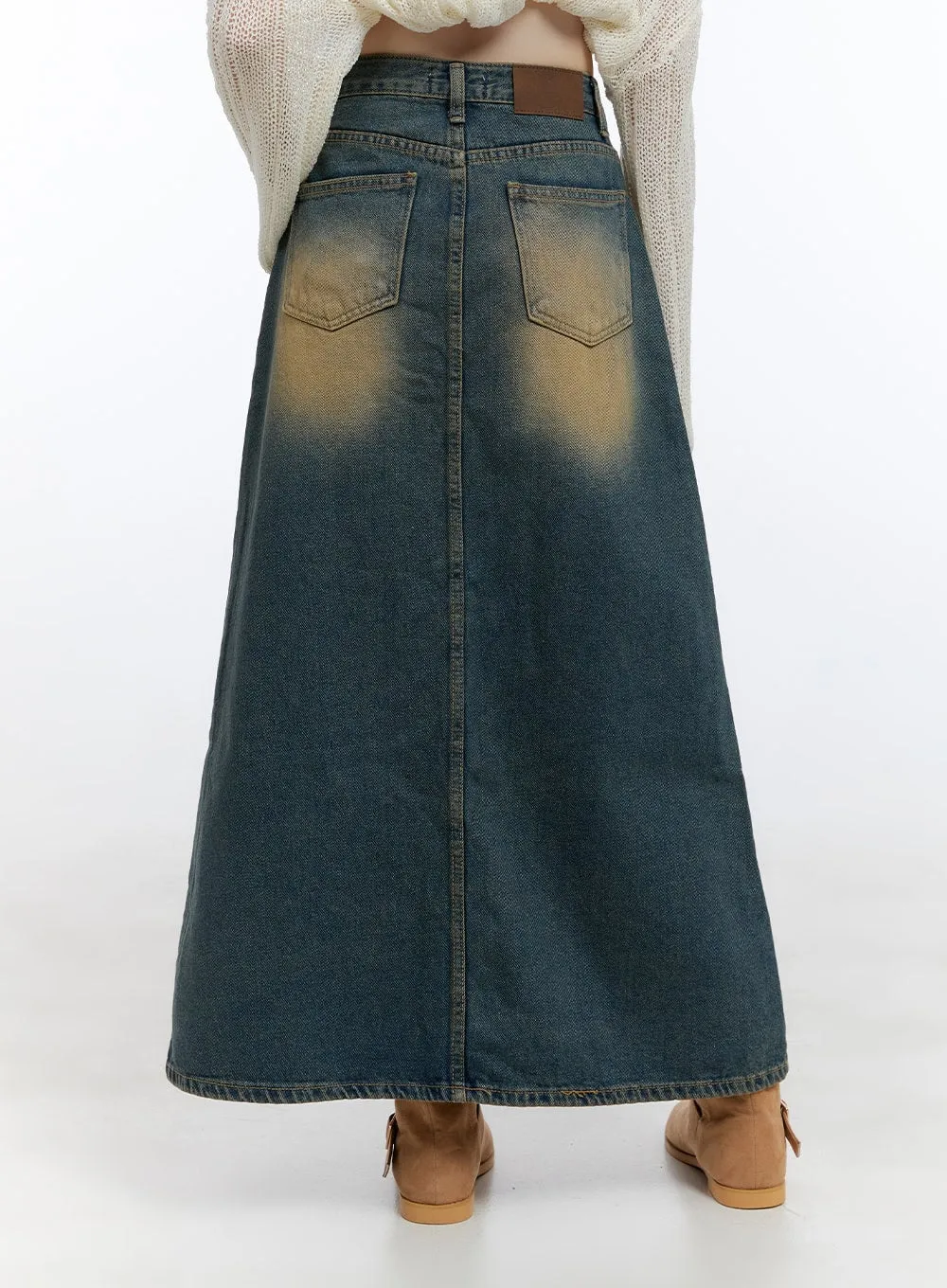 Washed Denim Midi Skirt CG413