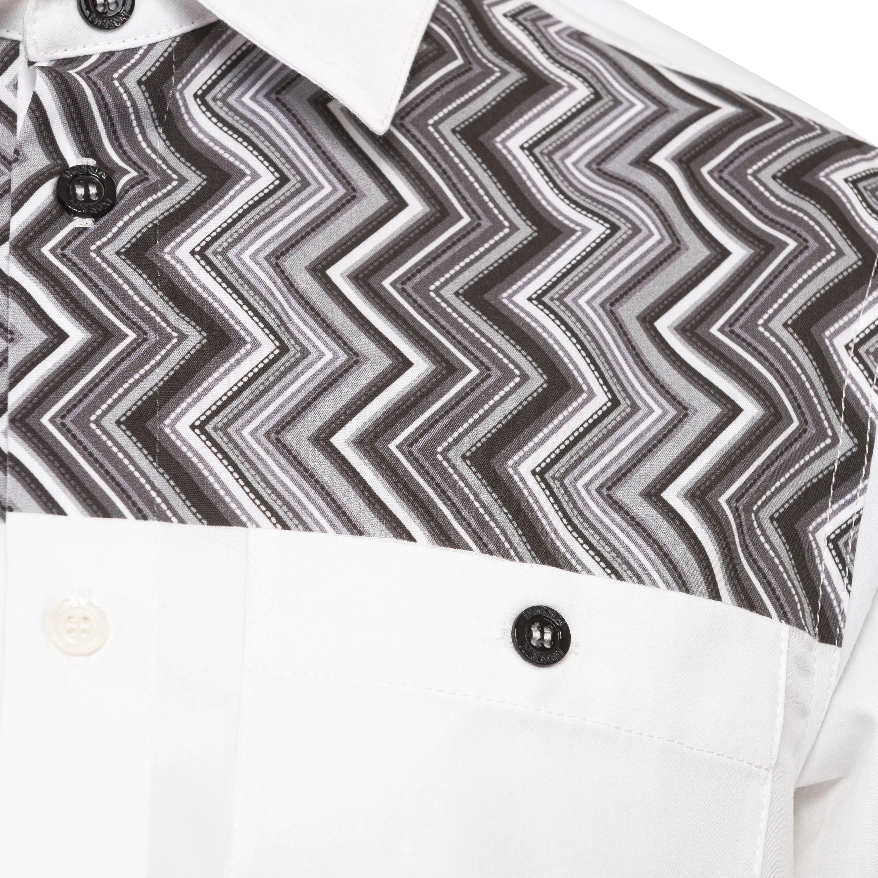 White Black Chevron Detail Shirt