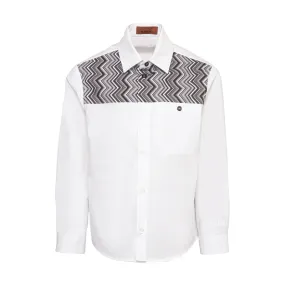 White Black Chevron Detail Shirt