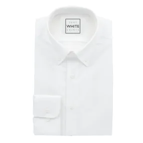 White Egyptian Cotton Non Iron Dress Shirt, Button Down Collar and Adjustable Button Cuffs