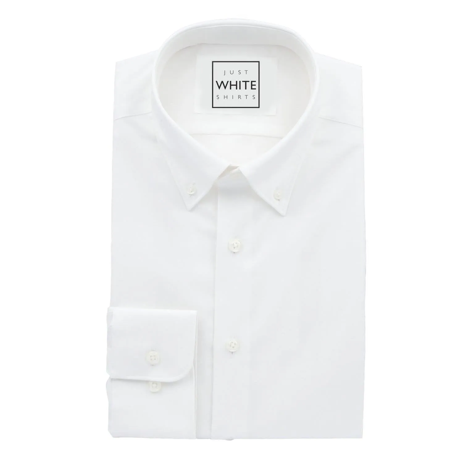 White Egyptian Cotton Non Iron Dress Shirt, Button Down Collar and Adjustable Button Cuffs