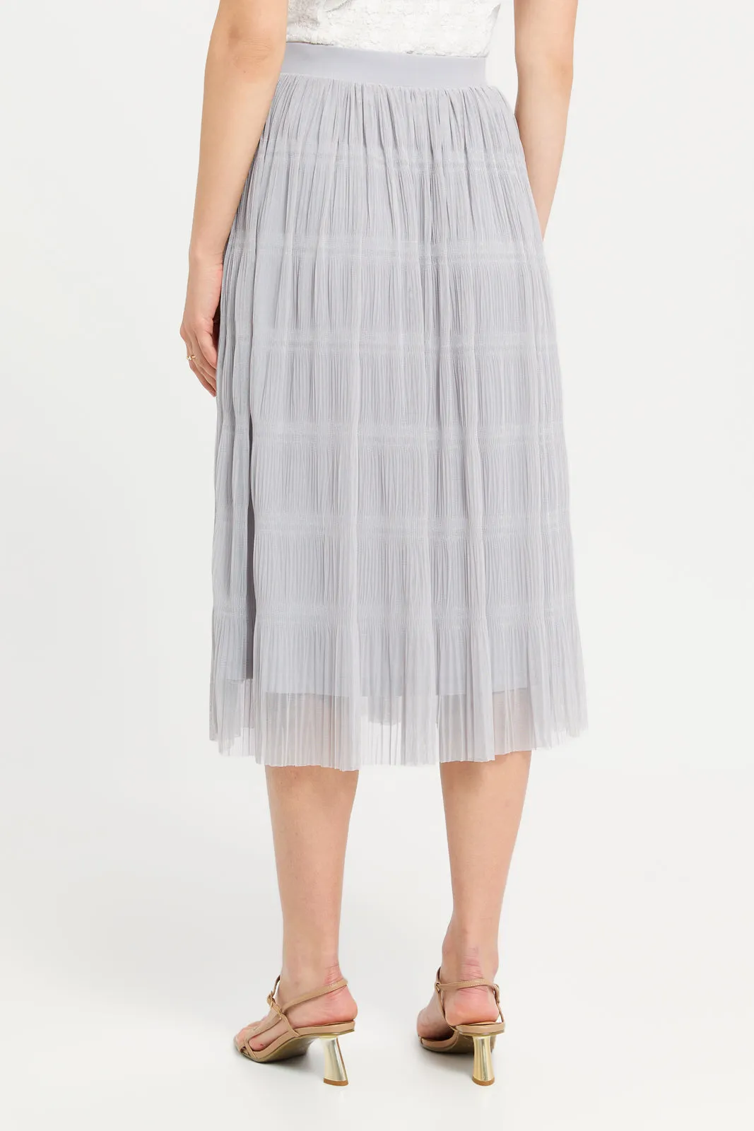 Women Grey Pleated Skirt