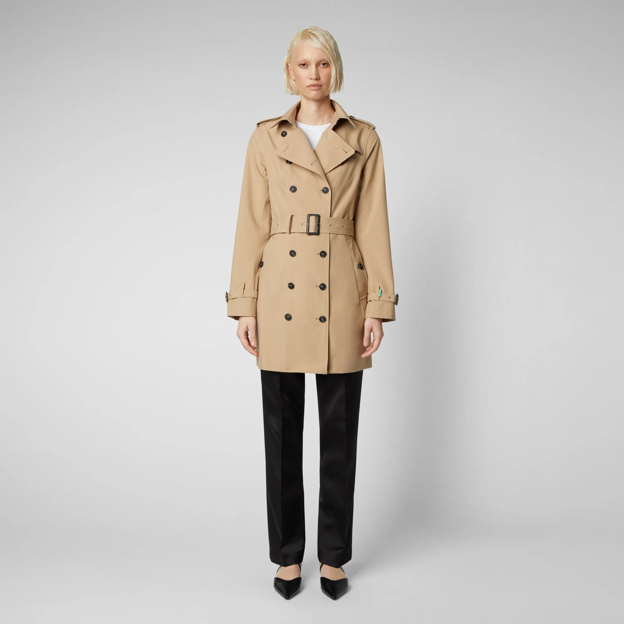 Women's Audrey Belted Trench Coat in Stardust Beige