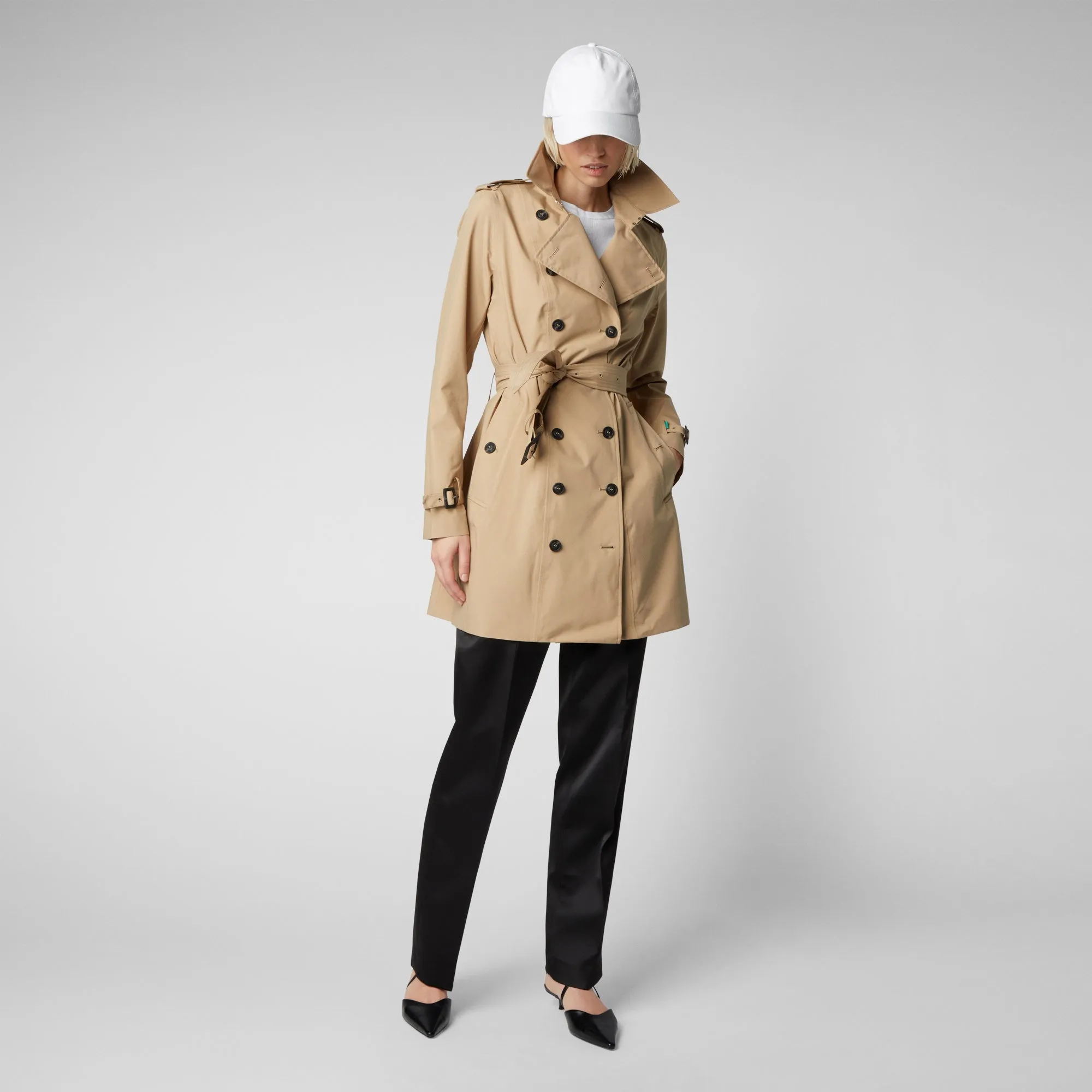 Women's Audrey Belted Trench Coat in Stardust Beige