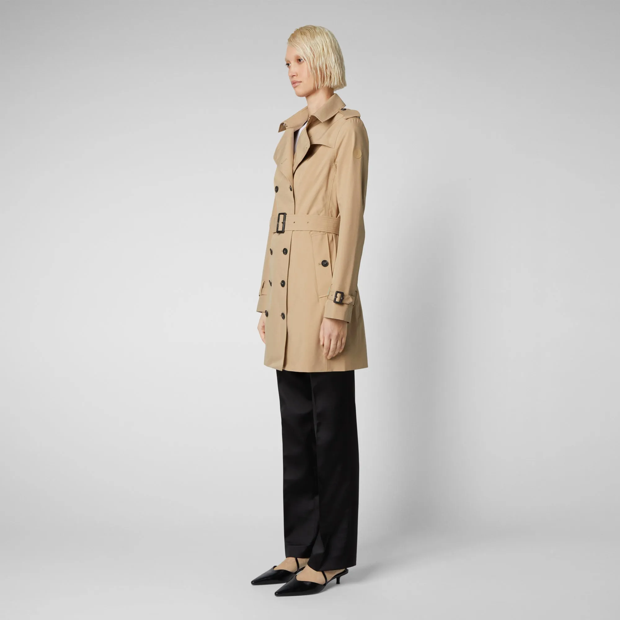 Women's Audrey Belted Trench Coat in Stardust Beige