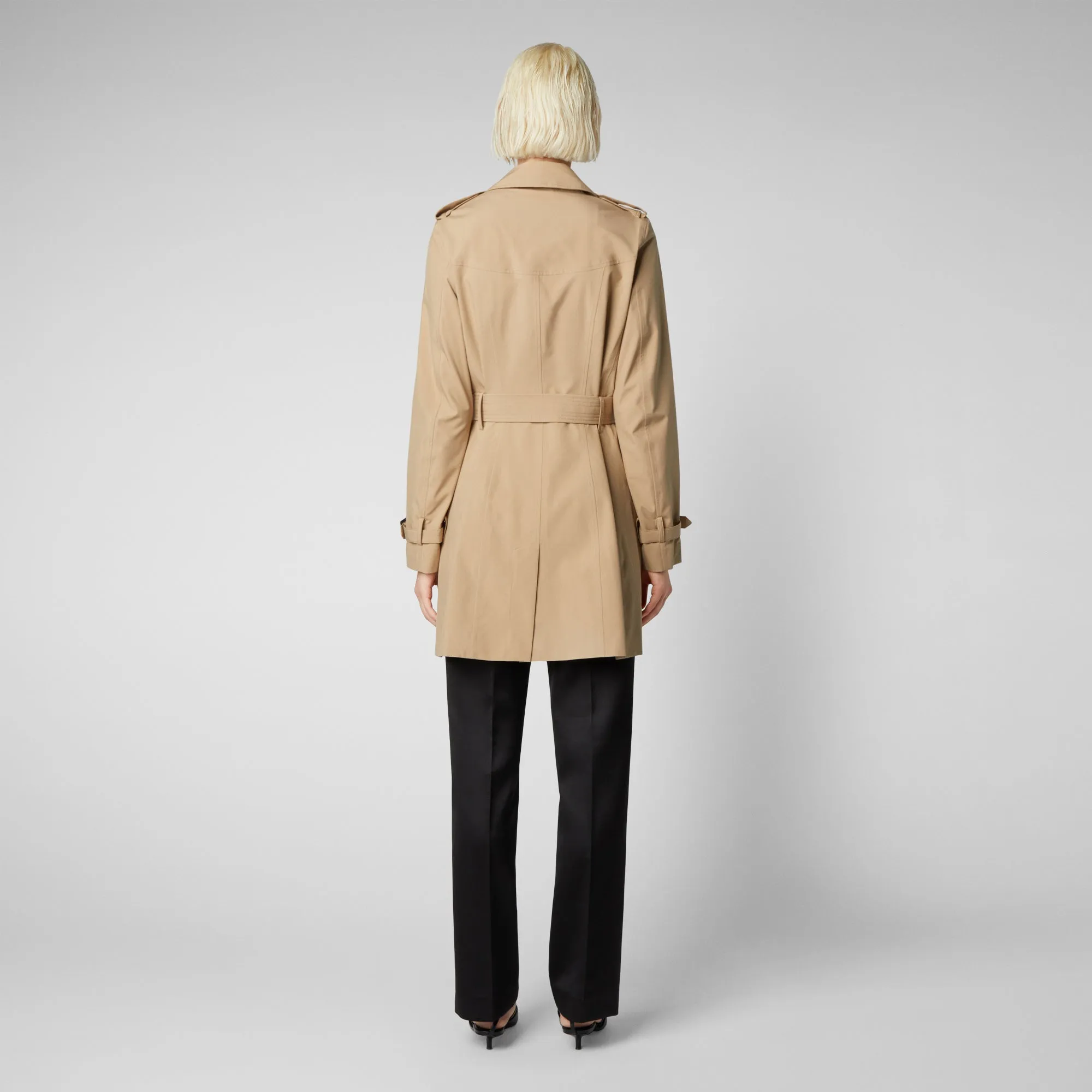 Women's Audrey Belted Trench Coat in Stardust Beige