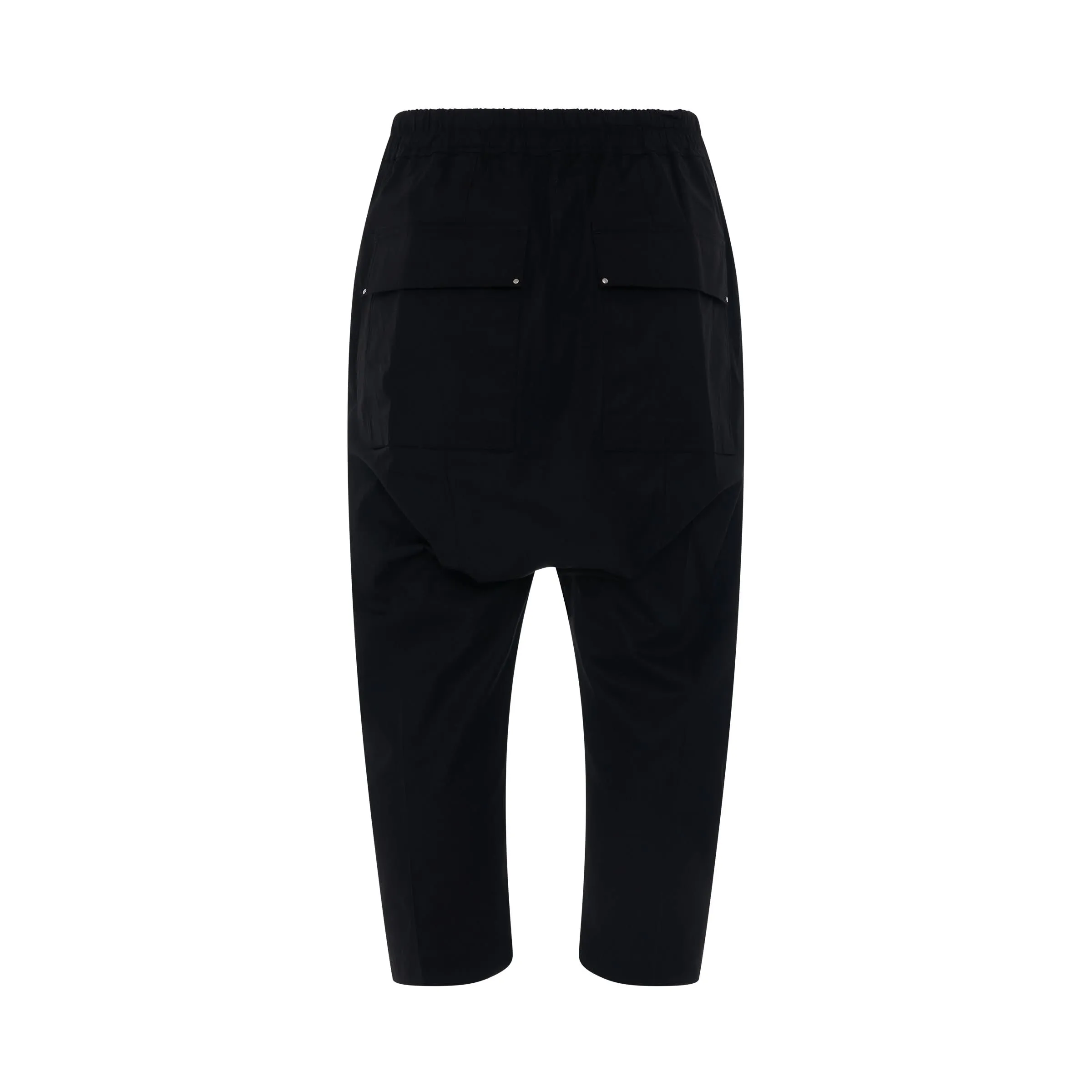 Woven Drawstring Cropped Pants in Black