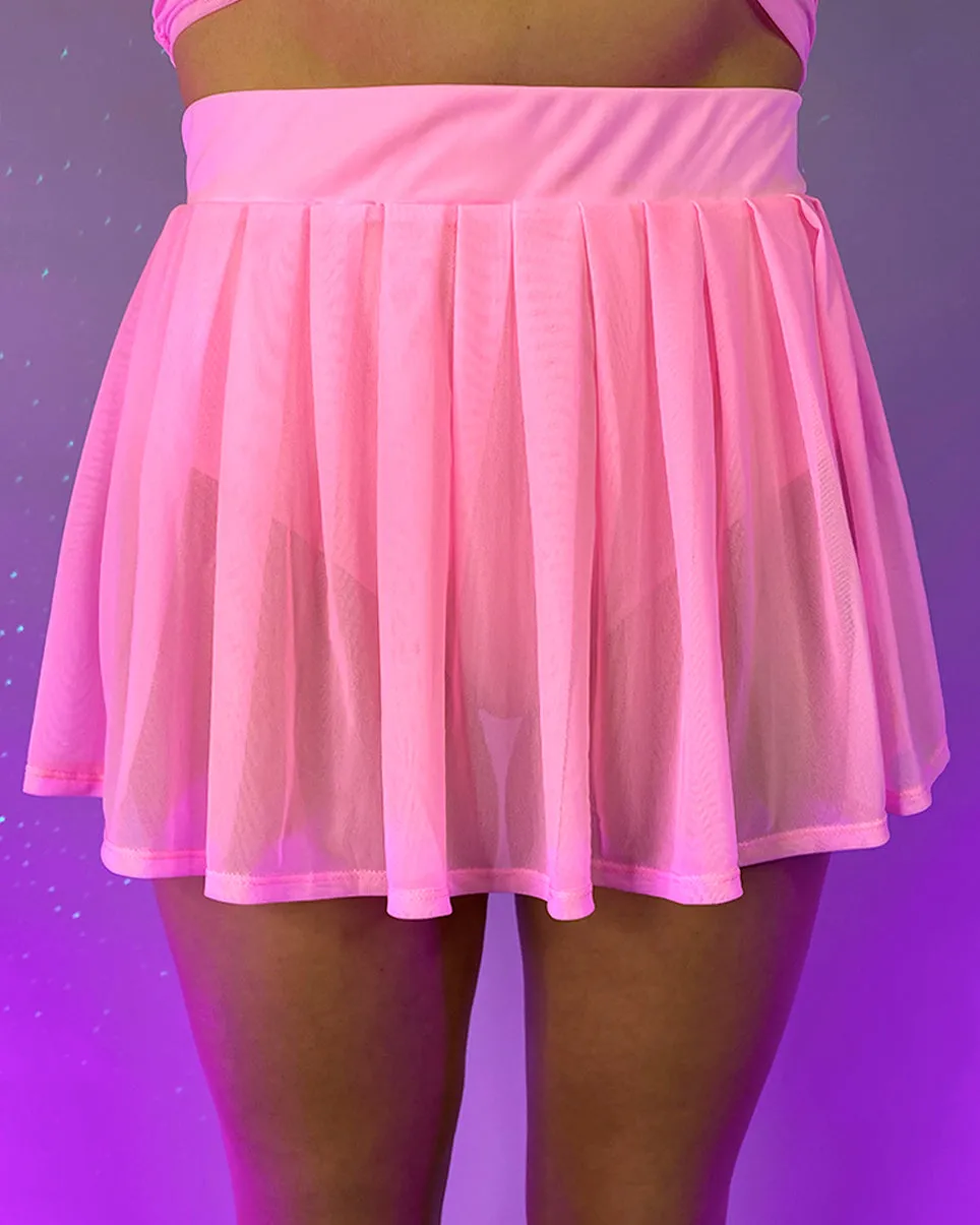 Y2K Doll Sheer Pleated Mini Skirt