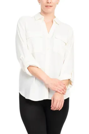 Zac & Rachel Long Sleeve Gardina Solid Crepe Top