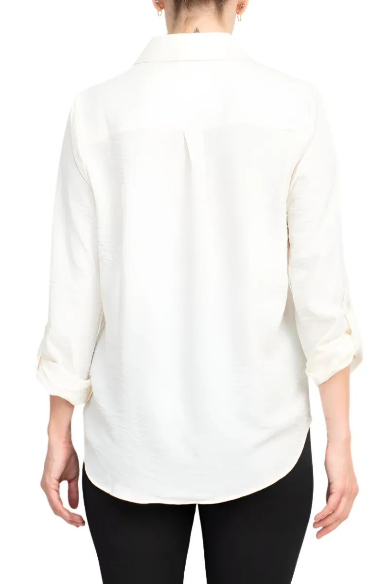 Zac & Rachel Long Sleeve Gardina Solid Crepe Top