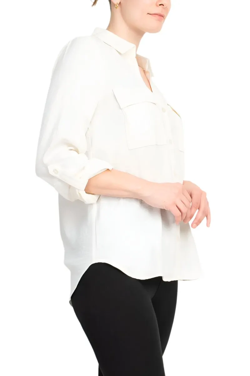 Zac & Rachel Long Sleeve Gardina Solid Crepe Top