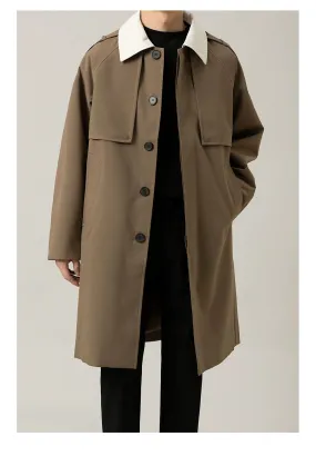 Zhou Classic Contrast Collar Trench Coat