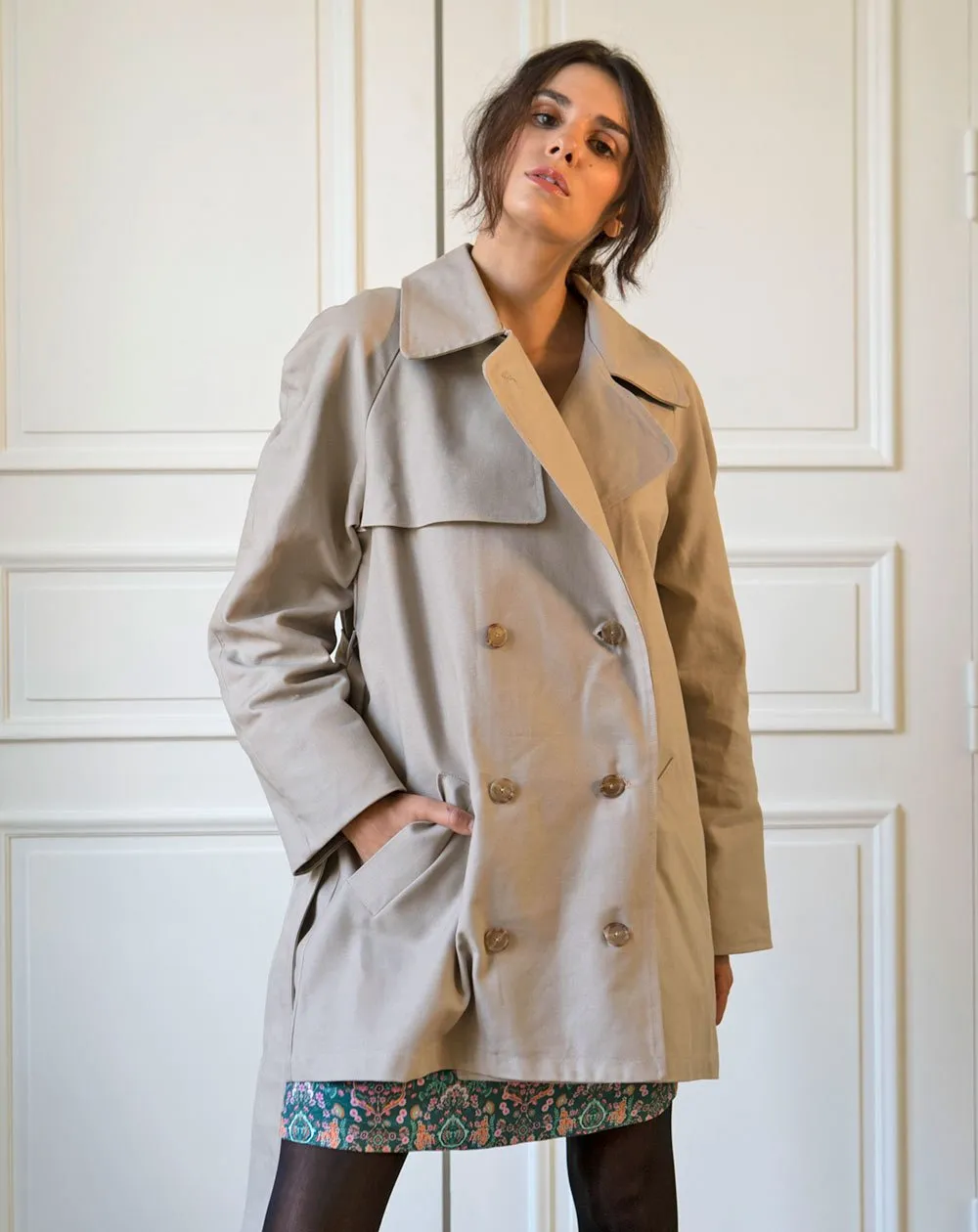 Zorane Short Trench Coat Beige