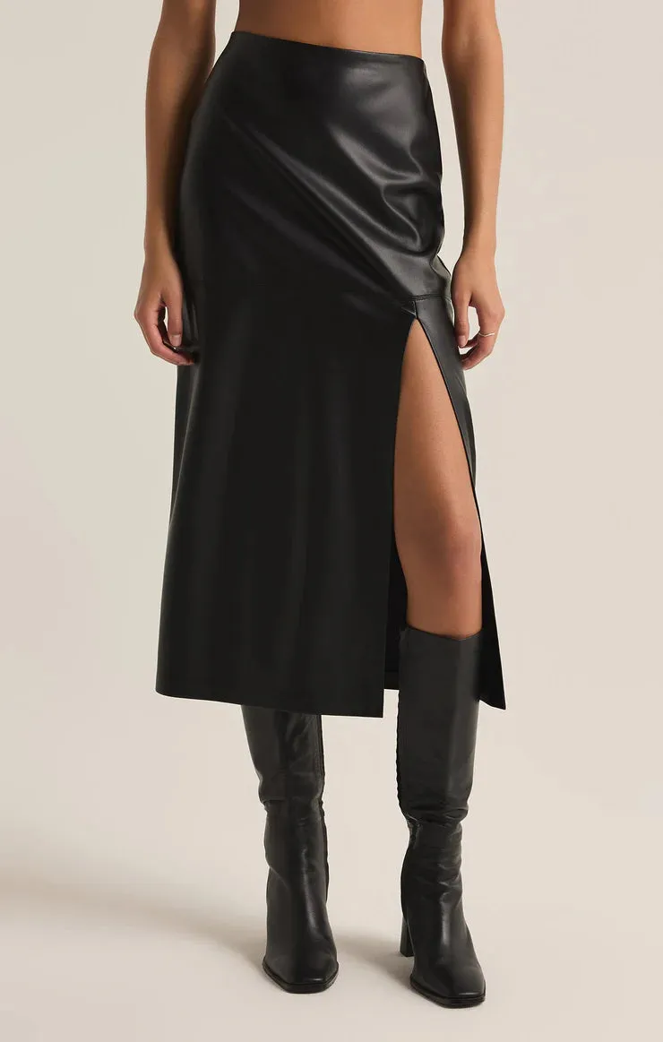 ZSUPPLY METROPOLITAN FAUX LEATHER MIDI SKIRT